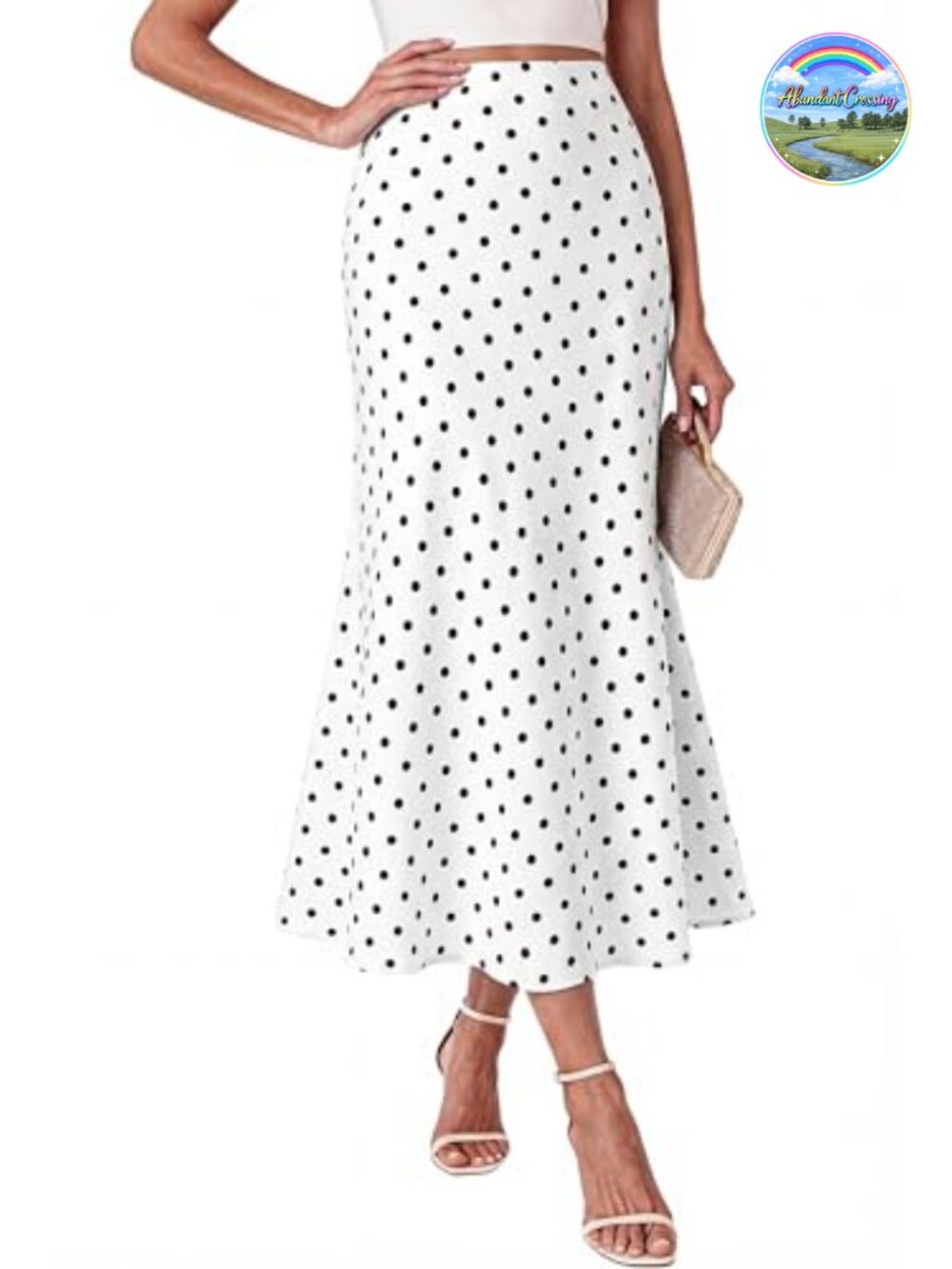 Satin Silk-Like High Waist A-Line Midi Skirt for Night Out